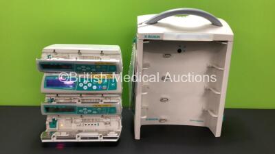 Job Lot of 4 x B.Braun Infusomat Space Infusion Pumps (3 x Power Up, 1 x No Power) with 1 x B.Braun SpaceStation (No Power)