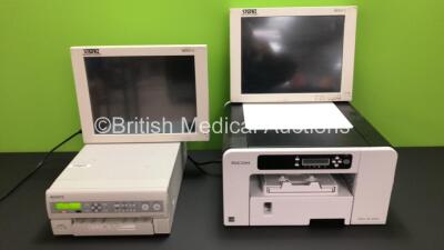 Job Lot Including 2 x Storz 200903 31 Touch Screen Monitors (Missing Dials - See Photos) 1 x Sony UP-55MD Color Video Printer and 1 x Ricoh Aficio SG-2100N Printer