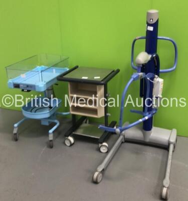 Mixed Lot Including 1 x Eschmann ST 80 Trolley, 1 x Kanmed Baby Bed and 1 x Arjo Maxi Move Electric Patient Hoist (Unable to Test Due to No Battery) * Equip No 044408 *