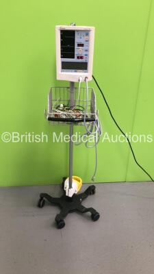 Datascope Accutorr Plus Vital Signs Monitor on Stand with BP Hose and 3 Lead ECG Leads (Powers Up) *S/N A719883-H1*