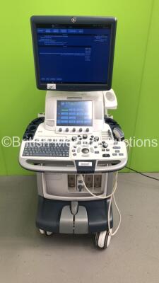 GE Logiq E9 Flat Screen Ultrasound Scanner Software Version R4 Software Revision 1.2 with 1 x Transducer/Probe (1 x C1-5 * Mfd Jan 2014 *)(Powers Up-Touch Screen Not Working and Keyboard Doesn't Lock) * SN 117580US1 * * Mfd May 2013 *