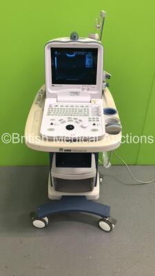 Mindray Digiprince DP-6000 Portable Ultrasound Scanner * S/N BE-8C102371 * * Mfd 12/2008 *with 2 x Transducers / Probes (35C50EA *Mfd 05/2018* and 7SL38EA *Mfd 09/2005*) on Mindray Trolley (Powers Up)