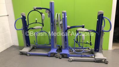 4 x Arjo Maxi Move Electric Patient Hoists with 4 x Controllers and 4 x Batteries (All Power Up and Tested Working)