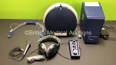 Otometrics Aurical HIT Hearing Instrument Test Box with Aurical Aud Fitting Audiometer with Power Supply *Mfd 2012* (Powers Up) Audio Cups, Finger Trigger and Aurical FreeFit Hearing Aid Fitter (95620005938)