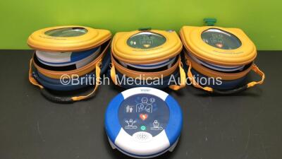 4 x Heartsine SAM 300P Samaritan PAD Defibrillators with 3 x Carry Cases (All Untested Due to No Batteries)