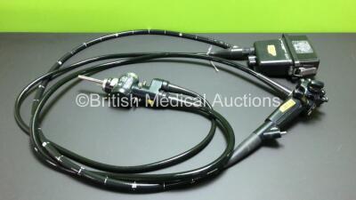 Olympus GF-UCT240 Ultrasonic Gastroscope - Engineer's Report : Optical System - Ok, Angulation - Not Reaching Specification / To be Adjusted, Insertion Tube - Bad Crush Mark, Light Transmission - Ok, Channels - Ok, Leak Check - Ok, Unable to Test Ultrasou