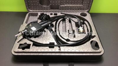 Fujinon EG-450WRS Video Gastroscope in Case - Engineer's Report : Optical System - No Image, Angulation - Ok, Insertion Tube - Poly Peeling at Prox, Light Transmission - Ok, Channels - Ok, Leak Check - Excessive Leak *S/N 201A174* **Mfd 2004**