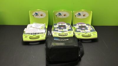 3 x Zoll AED + Plus Defibrillators with 1 x Defibrillation Pads in *Exp 09 / 2020* 1 x Carry Bag (2 Power Up, 1 No Power)