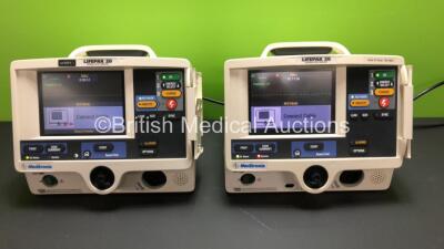 2 x Lifepak 20 Defibrillator / Monitors Including ECG and Printer Options *Mfd 2007 / 2002* (Both Power Up with 1 x Service Light)