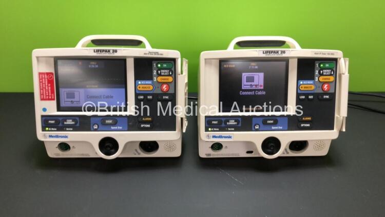 2 x Lifepak 20 Defibrillator / Monitors Including ECG and Printer Options *Mfd 2007 / 2004* (Both Power Up)