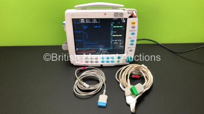 Datex Ohmeda F-FM-00 Patient Monitor *Mfd 2010* with 1 x GE Type E-PSMP-00 Module Including ECG, SpO2, T1, T2, P1, P2 and NIBP Options *Mfd 2010* with 1 x ECG Lead, 1 x SpO2 Lead, 1 x BP Lead with Cuff, 1 x Gas Module N-FC-00 with Water Trap *Mfd 2008* an