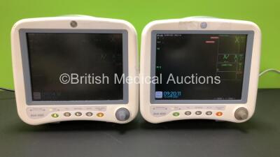 2 x GE Dash 4000 Patient Monitor Including ECG, NBP, CO2, BP1, BP2, SpO2 and Temp/co Options with Batteries *Mfd 2011 / 2003* (Both Power Up)