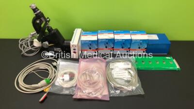 Mixed Lot Including 1 x Philips M3001A Module , 3 x Various ECG Leads, 1 x Carl Zeiss Microscope and Optic Light Bulbs