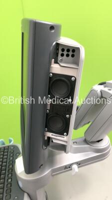 Siemens Acuson S2000 Ultrasound Scanner Model No 10041461 *S/N 200957* **Mfd 02/2009** (HDD REMOVED - Buttons Missing - Side Panel on Monitor Missing and General Marks on Machine - See Pictures) - 10
