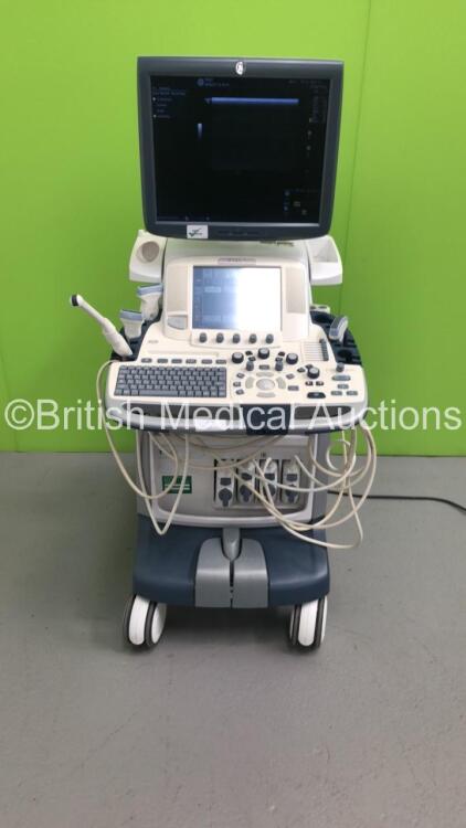 GE Logiq E9 Flat Screen Ultrasound Scanner Model No 5205000-2 *S/N 95855US3* **Mfd 03/2009** Software Version R2.0.4 with 4 x Transducers / Probes (ML6-15-D Ref 5199103 *Mfd 02/2009* / 9L-D Ref 5194432 *Mfd 02/2009* / C1-5 Ref 5261135 *Mfd 09/2011* and IC