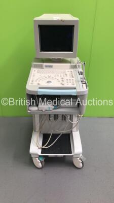 Shimadzu SDU-1200 Pro Ultrasound Scanner *S/N 016P648110* **Mfd 01/2009** with 4 x Transducers / Probes (VA57R-0375U / L040-12OHU / EC11R-055U and VA57R-0375HU) and Mitsubishi P93 Printer (HDD REMOVED - Marks to Lower Trims)