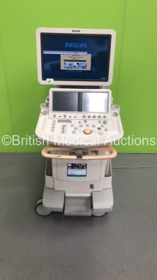 Philips iE33 Flat Screen Ultrasound Scanner *S/N 02XLNN* **Mfd 03/2008** on E.2 Cart Software Version 6.3.6.343 with 1 x Transducer / Probe (S5-1), Sony UP-D897 Digital Graphic Printer and Mitsubishi MD3000 Video Cassette Recorder (Powers Up - Missing Dia