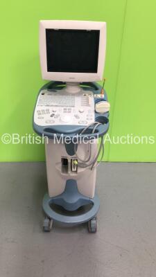 Toshiba Famio Ultrasound Scanner *S/N NA* with 1 x Transducer / Probe (PVQ-375A) and Mitsubishi P93 Printer (HDD REMOVED - Dial Missing - Marks All Round - See Pictures)