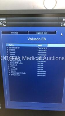 GE Voluson E8 Expert Flat Screen Ultrasound Scanner *S/N D13917* **Mfd 06/2011** Software Version 10.0.4.3105 with 2 x Transducers / Probes (C1-5-D Ref 5261135 *Mfd 06/2011* and ML6-15-D Ref 5199103 *Mfd 05/2011*) and Sony UP-D897 Digital Graphic Printer - 11