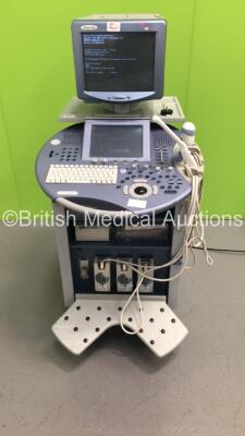 GE Voluson 730 Expert Ultrasound Scanner *S/N A15374* **Mfd 12/2008** with 3 x Transducers / Probes (AB2-7 *Mfd 11/2008* / IC5-9H *Mfd 08/2008* and RAB4-8L *Mfd 04/2009*) and Sony UP-897MD Video Graphic Printer (HDD REMOVED - Missing Dial - See Pictures)