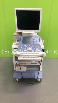 Aloka Prosound Alpha 10 Premier Ultrasound Scanner *S/N 200B7879* **Mfd 2010** with Transducer Adaptor and Sony UP-897MD Video Graphic Printer (HDD REMOVED - Marks on Trims - See Pictures)