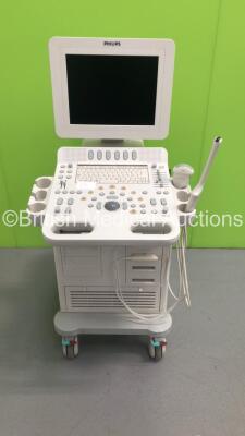 Philips HD6 Flat Screen Ultrasound Scanner *S/N CI70110214* **Mfd 04/2011** with 2 x Transducers / Probes (C8-4v and C5-2) and Sony UP-D897 Digital Graphic Printer (HDD REMOVED - Rear Screen Trim Missing - See Pictures)