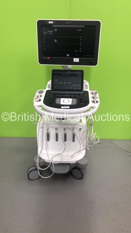 Philips Epiq 5C PureWave Flat Screen Ultrasound Scanner Ref 989605408541 SVC Hardware A.0 Application Software Version 1.4.1.529 with 5 x Transducers/Probes (1 x S12-4,1 x S5-1,1 x S8-3,1 x S5-1 and 1 x D2cwc Pencil Probe) (Powers Up-See Photos for Air S