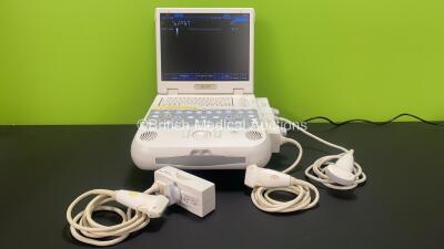 Esaote MyLabFive Portable Ultrasound Scanner *Mfd - 12/2011* with 2 x LA435 Transducers / Probes and 1 x CA431 Transducer / Probe *All Probes with Damaged Heads and Cables - See Photos* (Powers Up) *04325*