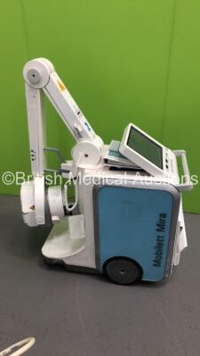 Siemens Mobilett Mira Mobile X-Ray Model 10273100 with Control Hand Trigger and Manuals (Powers Up-Missing Detector-Marks and Damage to Casings-See Photos) * SN 2012 * * Mfd 2013 *