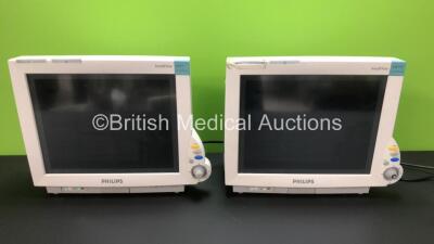 2 x Philips IntelliVue MP70 Touch Screen Patient Monitors Software Version G.01.80 *Mfd 2008 - 2010* (Both Power Up with Some Damage to Casing - See Photo) *DE84381523 - DE84398515*