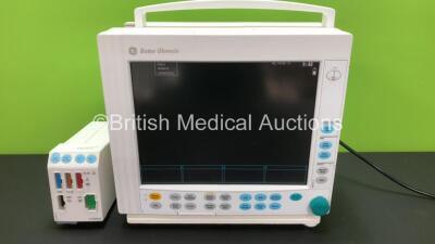 Datex Ohmeda Type F-CM1-04 Compact Anaesthesia Monitor *Mfd 2008* with 1 x GE E-PRESTN - 00 Module Including ECG, SpO2, NIBP, T1 and T2 Options *Mfd 2009* (Powers Up with Slight Casing Damage)