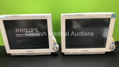 2 x Philips IntelliVue MP70 Touch Screen Patient Monitors Software Version G.01.80 - L.01.08 *Mfd 2008 - 2005* (Both Power Up with Some Damage to Casing - See Photo) *DE84381530 - DE52033879*