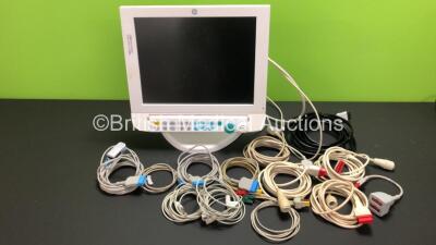 Job Lot Including 1 x GE D-FPD15-00 Monitor and Various Monitor Leads Including 4 x SpO2 and 4 x P1