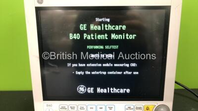 GE B40 Patient Monitor Including ECG, NIBP, SpO2, T1 and T2 Options *Mfd 02-2014* (Powers Up) * SJF14080889WA* - 2