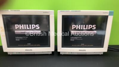 2 x Philips IntelliVue MP70 Touch Screen Patient Monitors Software Version J.10.54 - L.01.21 *Mfd 2007 - 2007* (Both Power Up with Some Damage to Casing - See Photo) *DE73160510 - DE73160511*