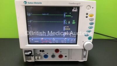 Datex Ohmeda Cardiocap 5 Anaesthesia Monitor Including SpO2, P1, P2 NIBP, T1 and T2 Options with D-fend Water Trap *Mfd 09-2002* (Powers Up) * FBUE01769*