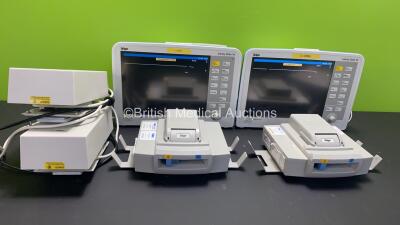 2 x Drager Infinity Delta XL Patient Monitors with SPO2, HemoMed 1, Aux-Hemo 2, Aux-Hemo 3 and MultiMed Options, 2 x Docking Stations and 2 x Power Supplies (Both Power Up) *5399454953 - 5399441851*