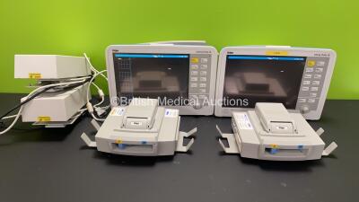 2 x Drager Infinity Delta XL Patient Monitors with HemoMed 1, Aux-Hemo 2, Aux-Hemo 3 and MultiMed Options, 2 x Docking Stations and 2 x Power Supplies (Both Power Up, Both with Damaged Casings) *6000480974 - 5399447649*