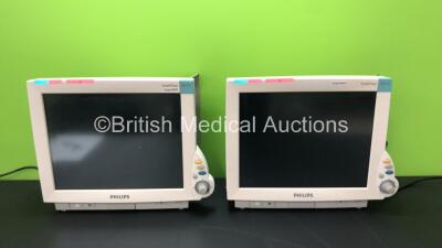 2 x Philips IntelliVue MP70 Touch Screen Patient Monitors Software Version L.01.08 - L.01.08 *Mfd 09-2005 - 07-2005* (Both Power Up) * *DE52033893 - DE52032127*