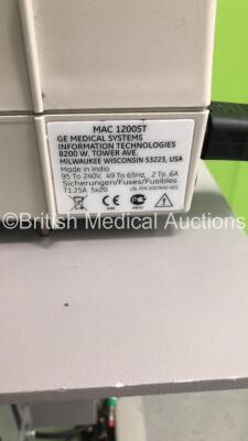GE MAC 1200ST ECG Machine on Stand with 1 x 10-Lead ECG Lead (Powers Up) * SN 550046965 * * Mfd 2008 * - 5