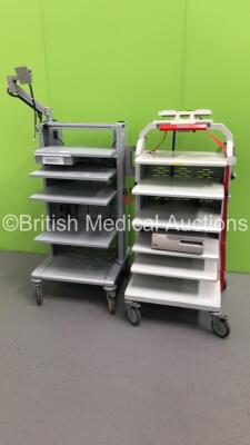 2 x Stryker Stack Trolleys with Sony Color Video Printer