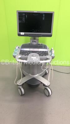 Siemens Acuson S2000 HELX Flat Screen Ultrasound Scanner Model 10041461 *S/N 210417* **Mfd 2014** Software Version VE10C with 3 x Transducers / Probes (6C1 HD / 18L6 HD and 14L5) (Powers Up)