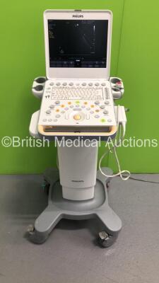 Philips CX50 POC Flat Screen Portable Ultrasound Scanner Ref 989605384711 SW HW C.0 *S/N SGN1400076* **Mfd 2014** Version 4.0.2 with 2 x Transducers / Probes (S5-1 and TE 100024) on Philips CX Cart (Powers Up - Damage to Casings - See Pictures)