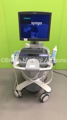 Siemens Acuson S2000 Ultrasound Scanner Model No 10041461 *S/N 206489* **Mfd 04/2012** Product Version VC25F Software Version 400.1.031 with 2 x Transducers / Probes (9L4 and 18L6 HD) and Mitsubishi P95 Printer (Powers Up)