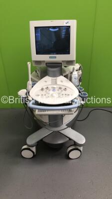 Siemens Antares SonoLine Ultrasound Scanner Model No 05936518 *S/N 112688* **Mfd 2005** Software Version 3.0.096A with 2 x Transducers / Probes (CH6-2 and EC9-4) and Mitsubishi P91 Printer (Powers Up