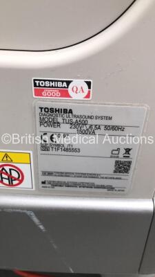 Toshiba Aplio 500 TUS-A500 Flat Screen Ultrasound Scanner *S/N T1F1485553* **Mfd 08/2014** Software Version AB_V4.00*R316 with 3 x Transducers / Probes (PVT-674BT *Mfd 05/2014* / PVT-375BT *Mfd 07/2018* and PVT-661VT *Mfd 12/2012*) and Sony UP-D897 Digita - 21