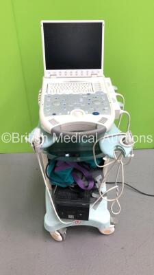 Esaote MyLab 25 Vision Portable Ultrasound Scanner Ref 970 7300 000 *S/N 06045* **Mfd 2008** System Software RES 1.01 ODS 13.10 STD 13.20 with 2 x Transducers / Probes (CA431 and LA435) on Cart (Powers Up - Keys Stick)