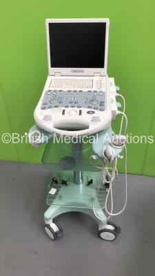 Esaote MyLab 25 Gold Portable Ultrasound Scanner Ref 970 7340 000 *S/N 00929* *Mfd 2009** with 2 x Transducers / Probes (CA431 and LA435) on Cart (HDD and DRIVES REMOVED - Spares and Repairs)