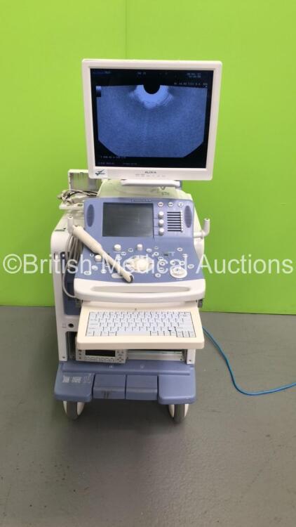 Aloka ProSound Alpha 10 Flat Screen Ultrasound Scanner *S/N M02433* **Mfd 2008** with 1 x Transducer / Probe (UST-9118) and Sony DVO-1000MD DVD Recorder (Powers Up - Marks to Lower Trims - See Pictures)