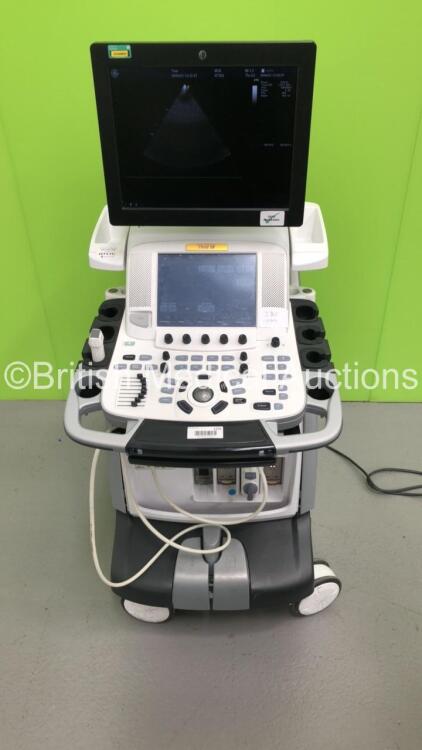 GE Vivid E9 Flat Screen Ultrasound Scanner *S/N VE94951 * **Mfd 03/2013** Application Software Version 112 Revision 1.7 System Software Version 104.3.6 with 1 x Transducer / Probe (M5S-D Ref GE-3MIX *Mfd 02/2019*) and Sony UP-D897 Digital Graphic Printer